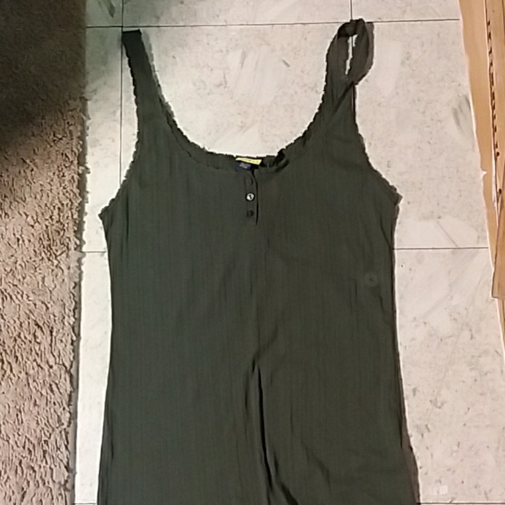 Green button up tank top